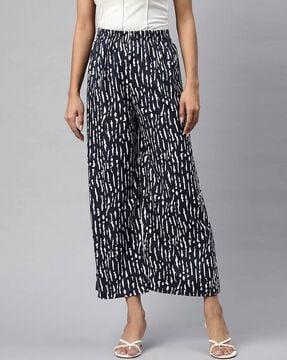 relaxed fit printed palazzos with elasticated waist