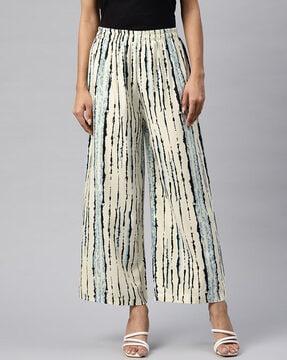 relaxed fit printed palazzos with elasticated waist