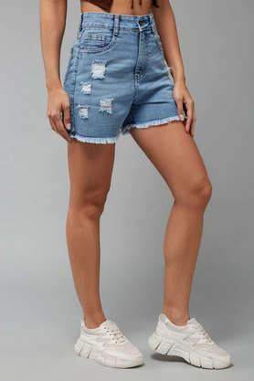 relaxed fit regular denim casual wear shorts - light blue