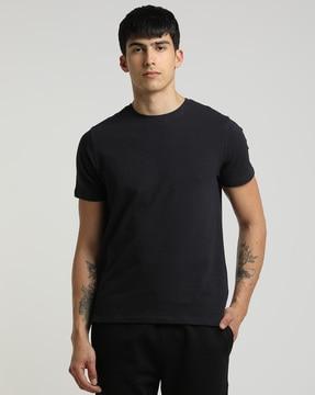 relaxed fit ribbed crew-neck t-shirt