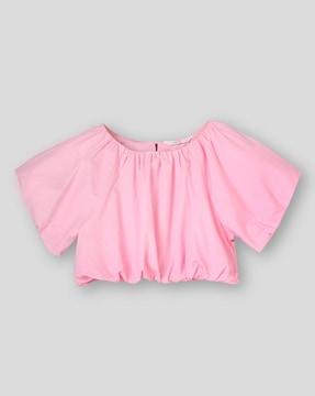 relaxed fit round-neck balloon top