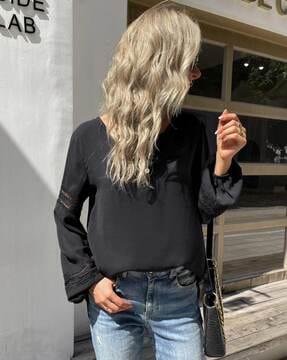 relaxed fit round-neck top