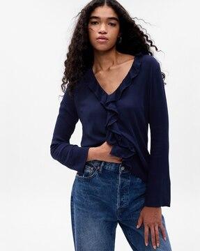 relaxed fit ruffle top