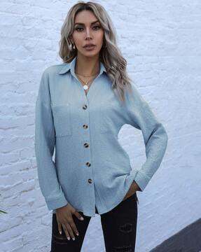 relaxed fit shirt with patch pockets