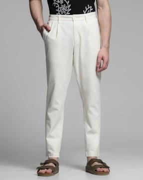 relaxed fit single pleated pants
