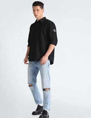 relaxed fit solid casual shirt