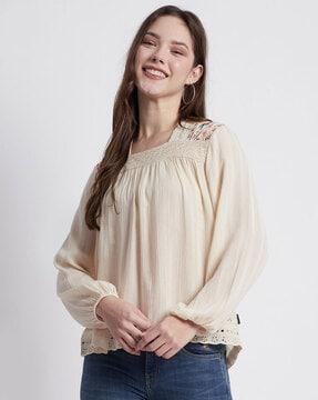 relaxed fit square-neck rayon top