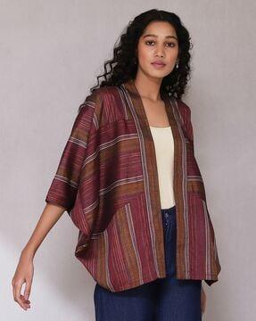 relaxed fit striped yarn dyed shrug