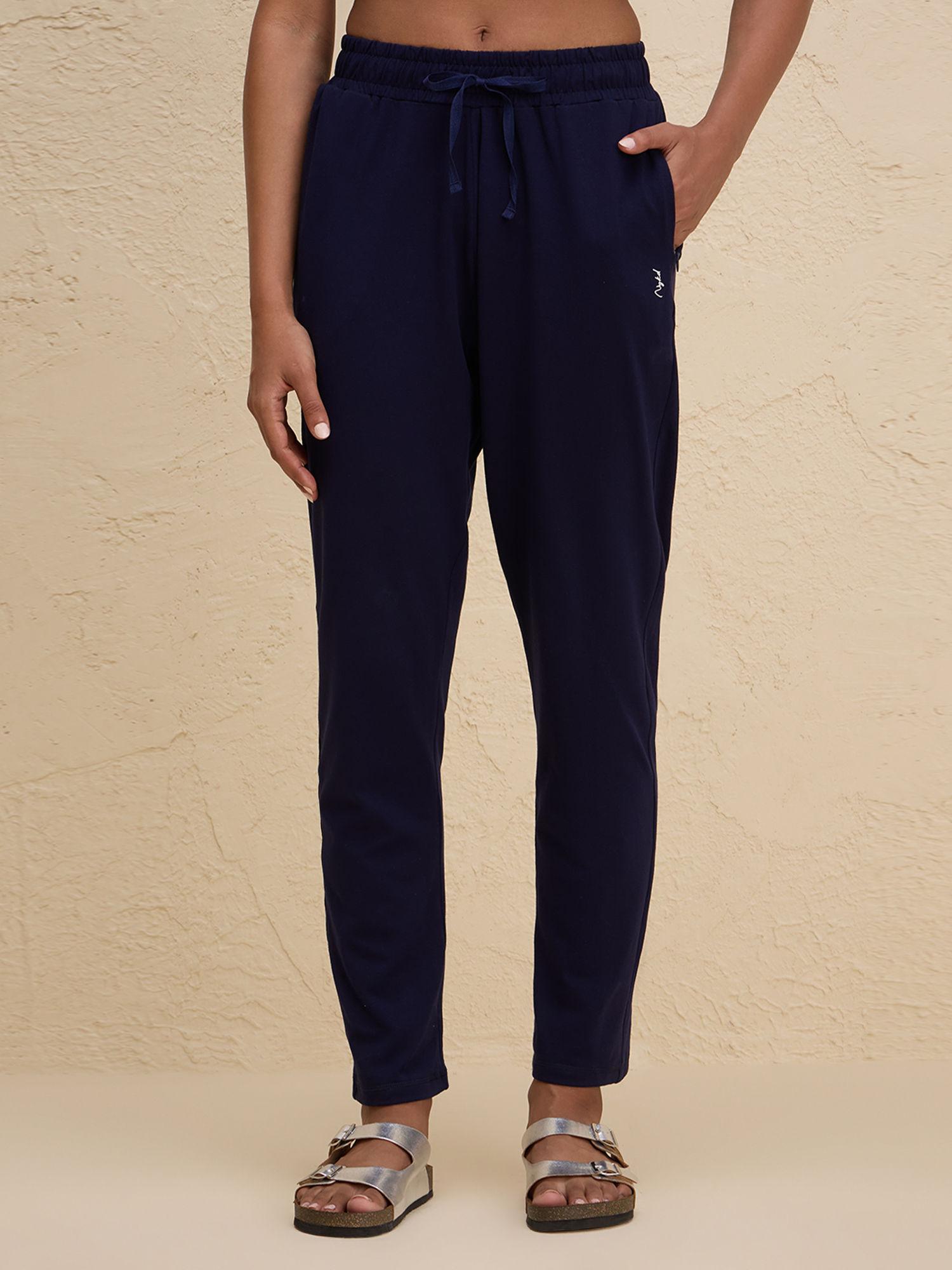 relaxed fit super comfy cotton travel pant with zip pockets-nyat502-navy