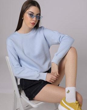 relaxed fit sweatshirt with ribbed hem