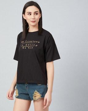 relaxed fit t-shirt with typography print