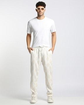 relaxed fit textured printed joggers