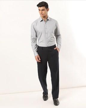 relaxed fit tonal flat-front trousers