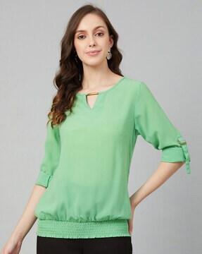 relaxed fit top with 3/4th sleeves