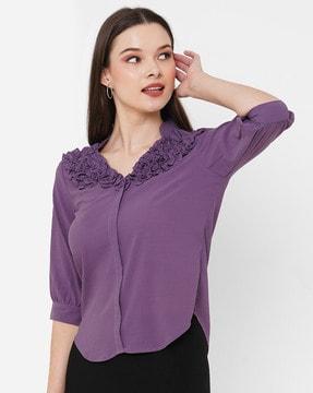 relaxed fit top with ruffles
