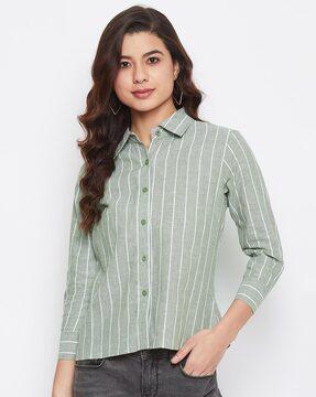 relaxed fit top with striped detail