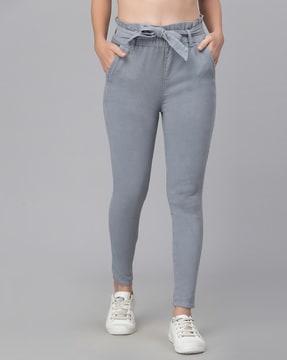 relaxed fit trousers with belt