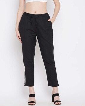relaxed fit trousers with drawstring waist