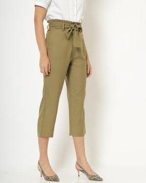 relaxed fit trousers with waist tie-up