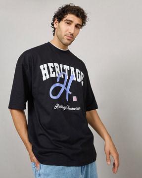 relaxed fit typographic print crew-neck t-shirt