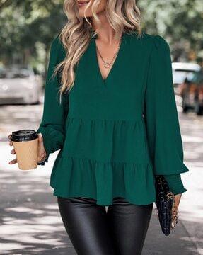 relaxed fit v-neck top