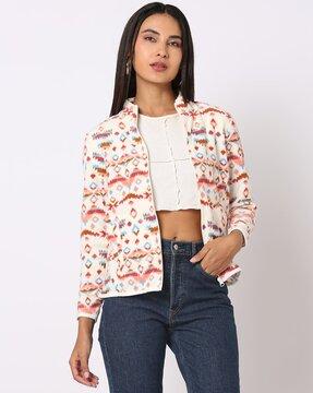 relaxed fit zip-front jacket
