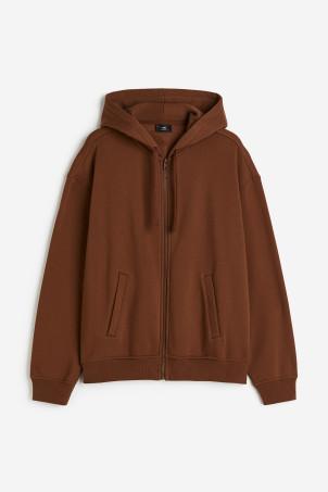 relaxed fit zip-through hoodie