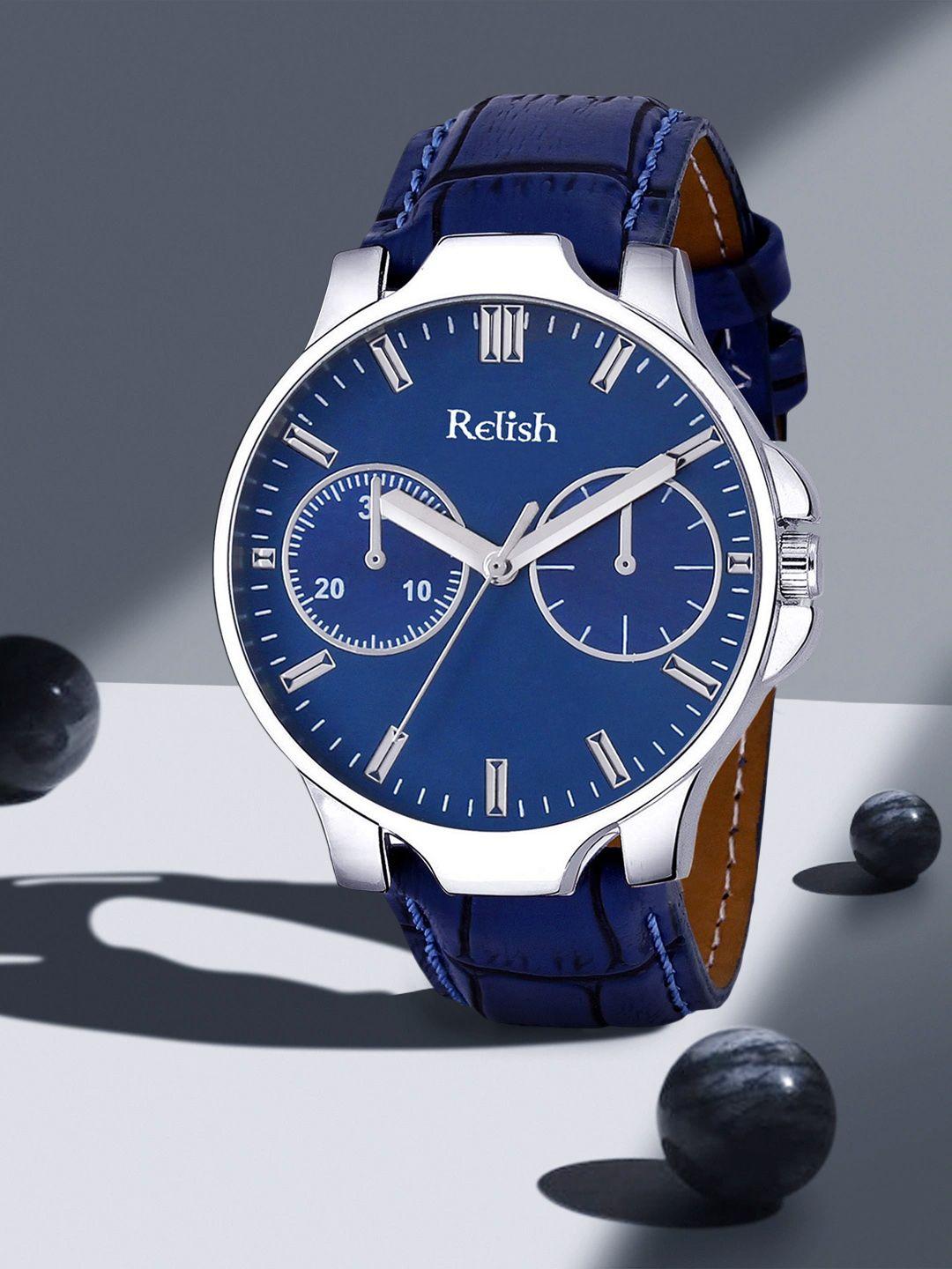 relish men blue dial & blue straps analogue watch re-bb1062