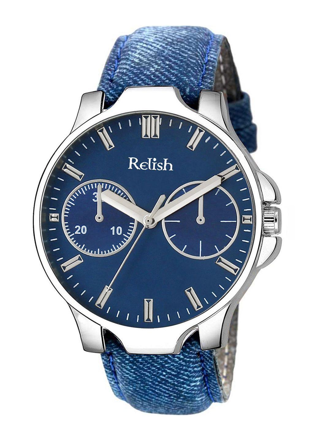 relish men blue dial & blue straps analogue watch re-bs2003