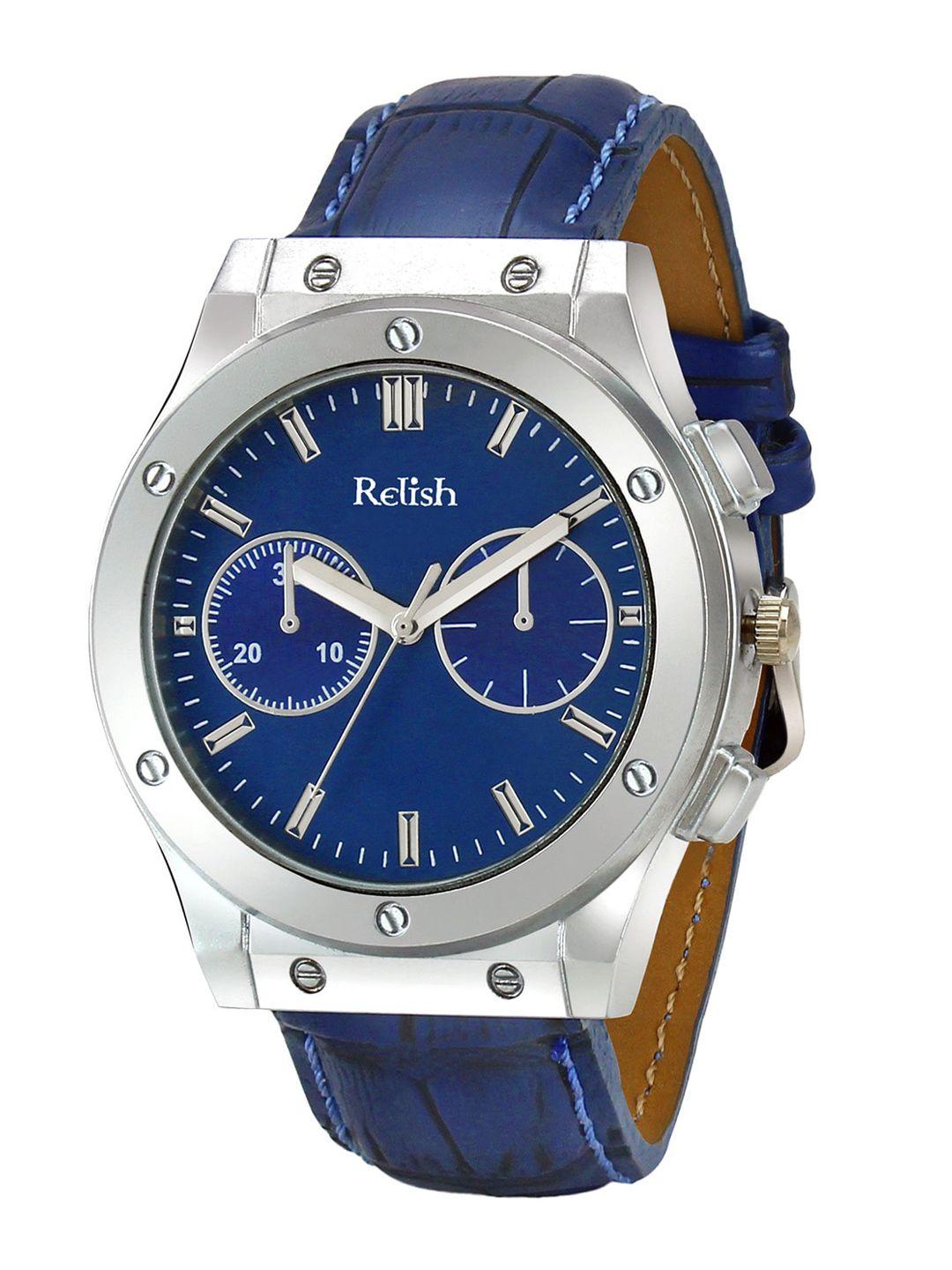 relish men blue dial & straps analogue watch re-bb1061