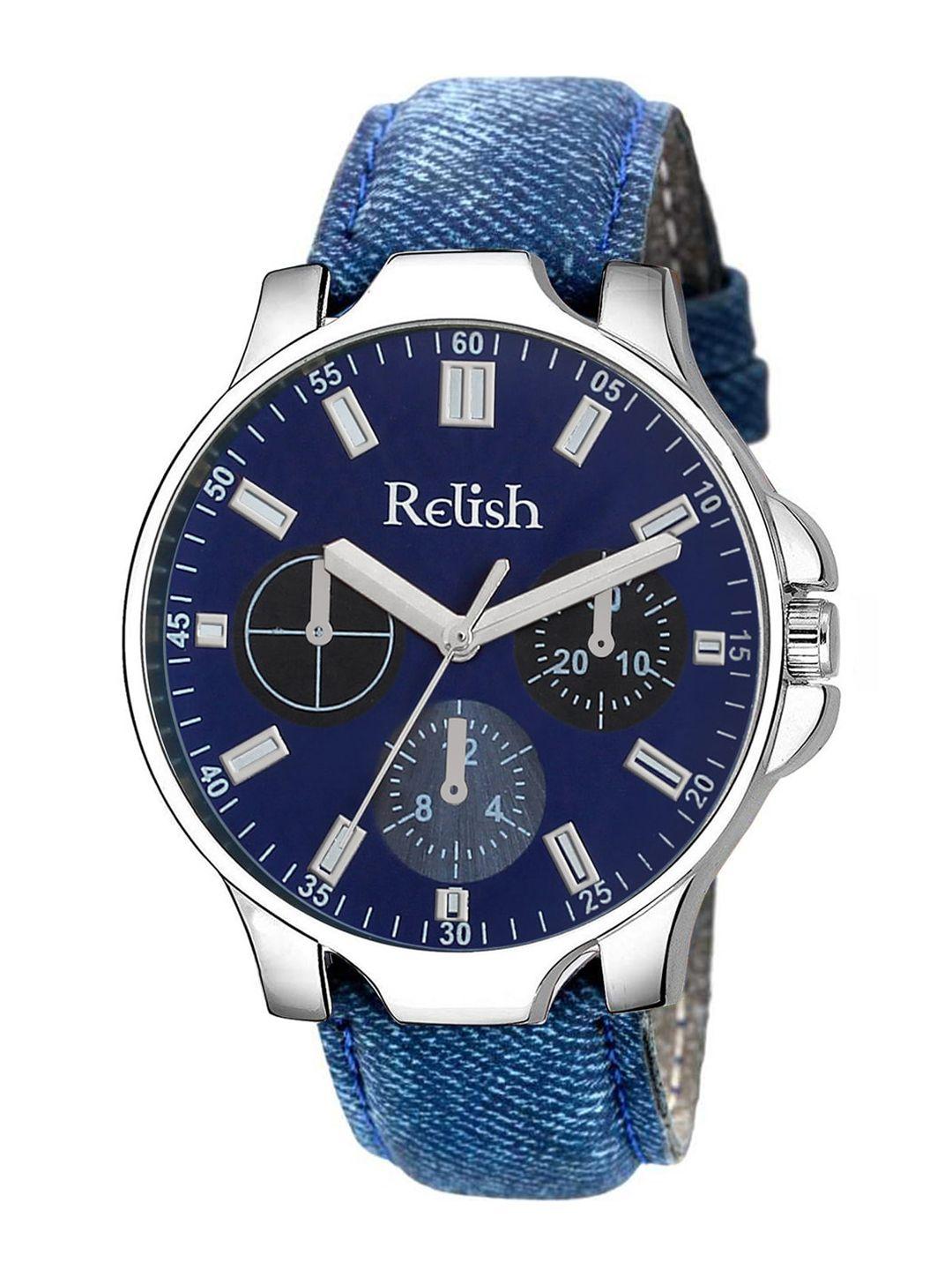 relish men blue solid dial & blue straps analogue watch re-bs2004