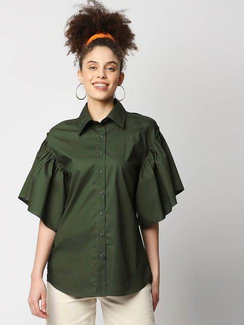 remanika green regular fit shirt