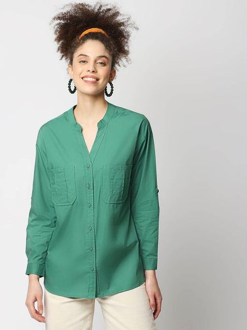 remanika green regular fit shirt