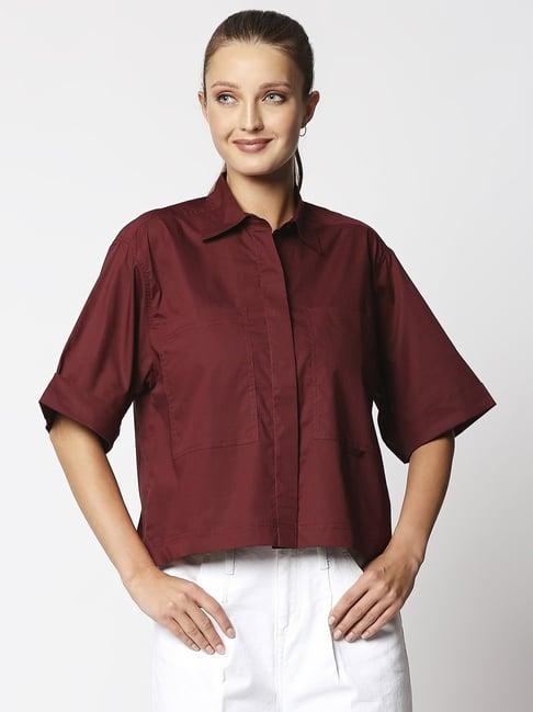 remanika maroon pure cotton shirt