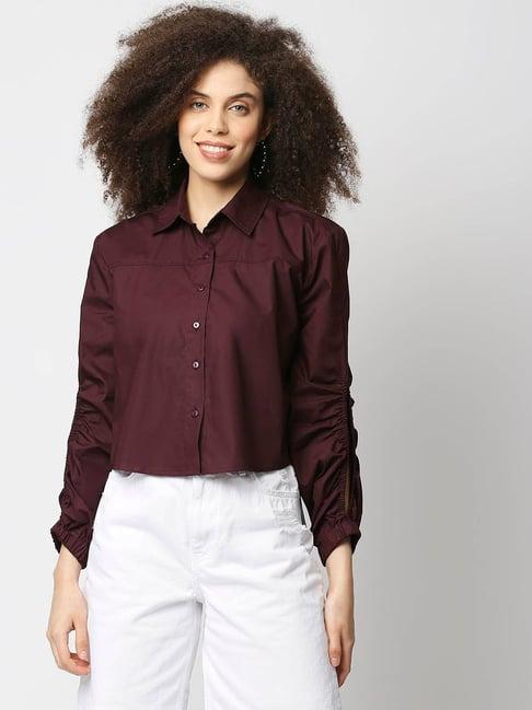 remanika maroon regular fit shirt