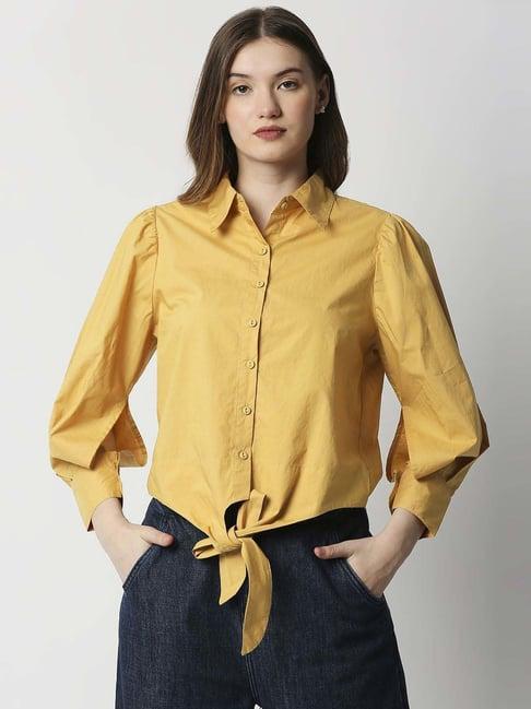 remanika mustard pure cotton shirt