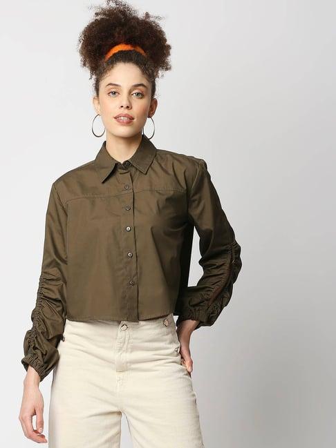 remanika olive regular fit shirt