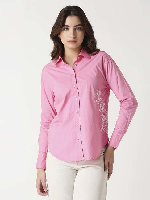 remanika pink cotton embroidered shirt