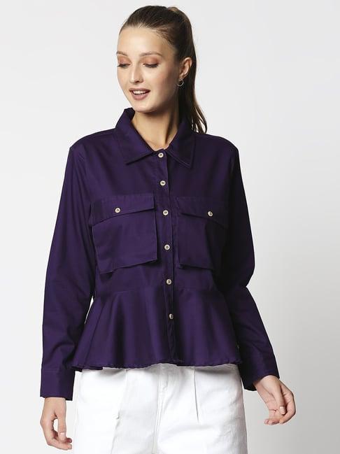 remanika purple pure cotton shirt