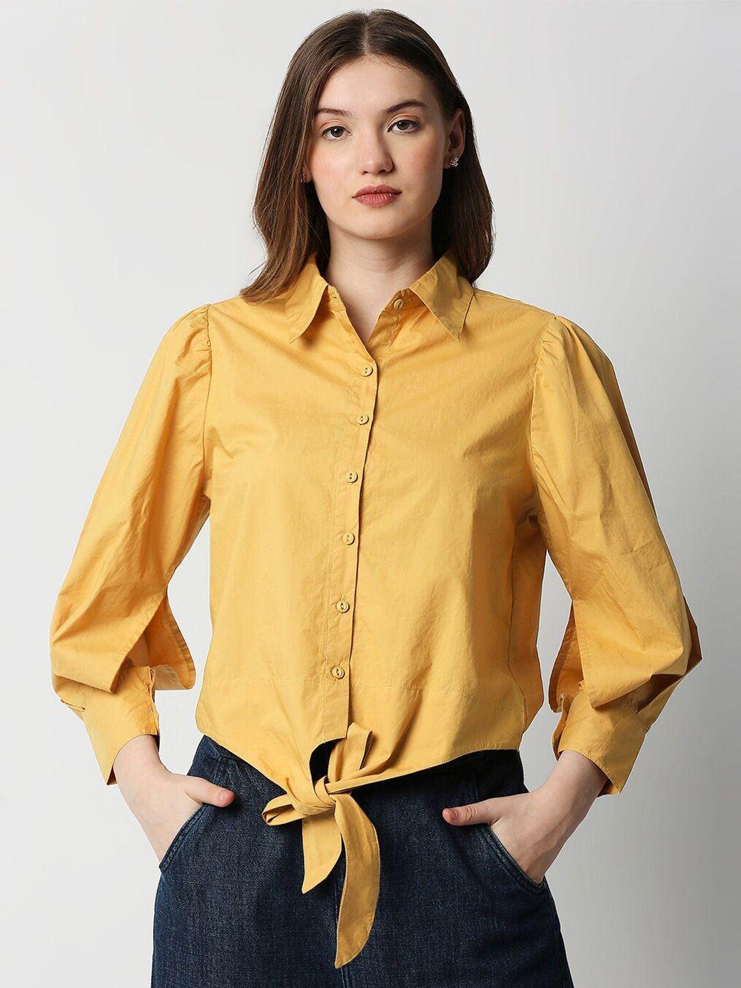 remanika women mustard comfort casual shirt