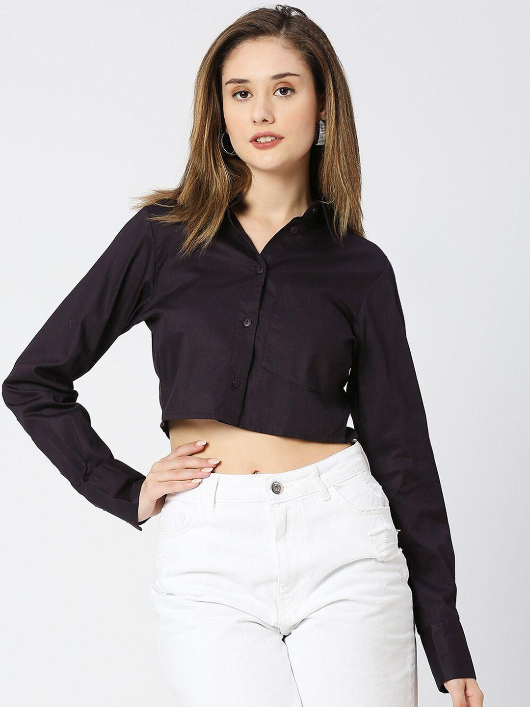 remanika women purple comfort opaque casual shirt