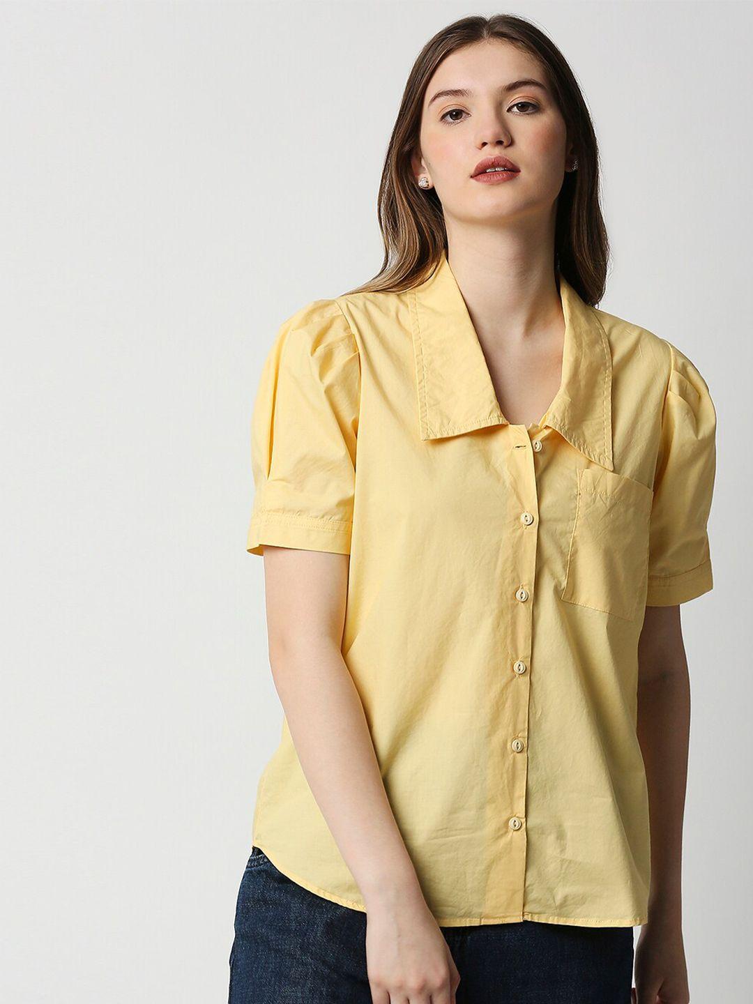 remanika women yellow comfort casual shirt