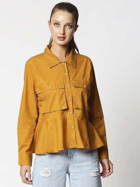 remanika yellow pure cotton shirt