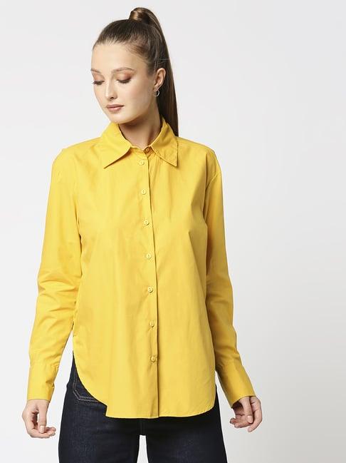 remanika yellow pure cotton shirt