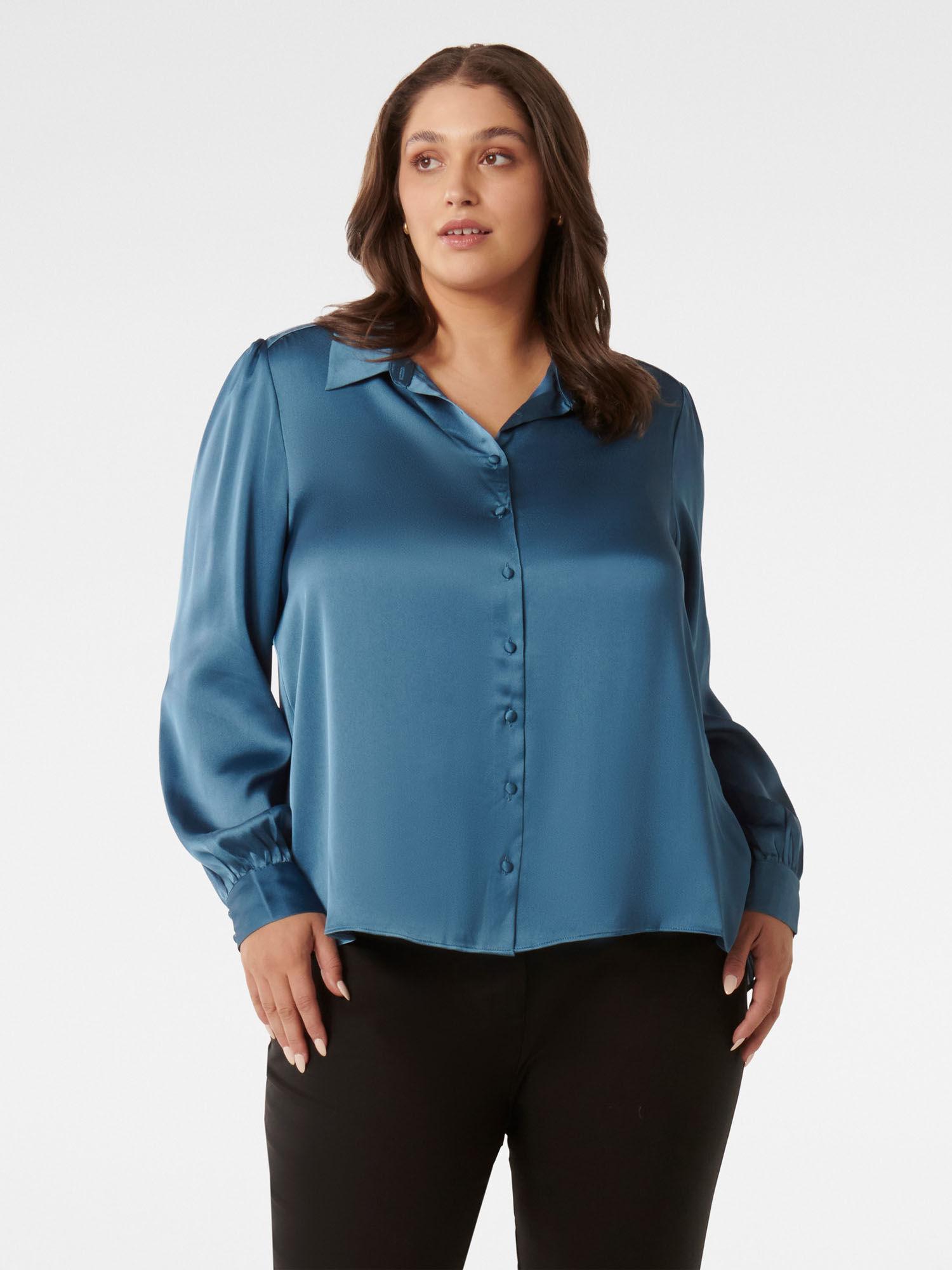 ren curve satin button through shirt