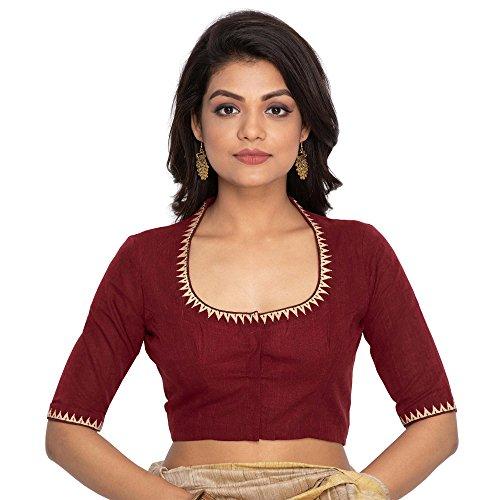 rene women's cotton half sleeve blouse (d-005183-red-38_red_38)