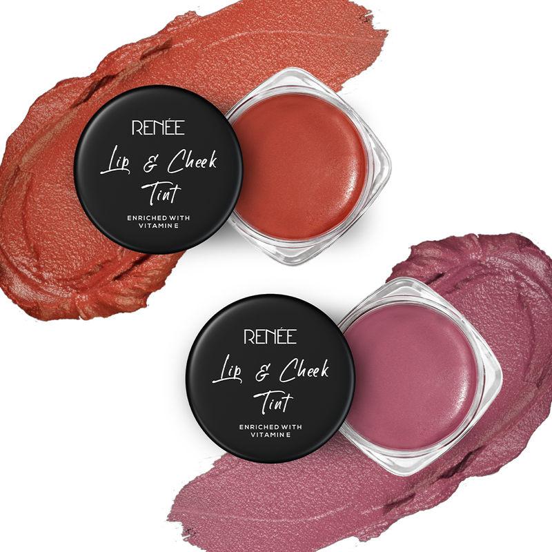 renee cosmetics lip & cheek tint enriched with vitamin e - combo each