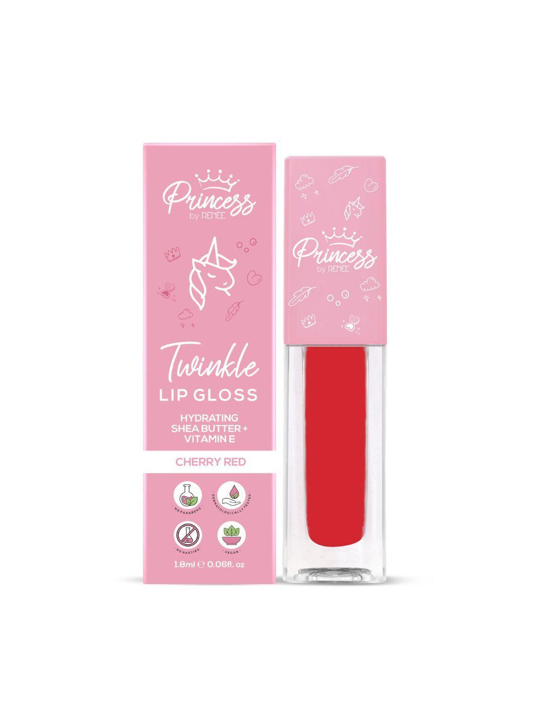 renee princess hydrating twinkle lip gloss with shea butter & vitamin e 1.8ml - cherry red