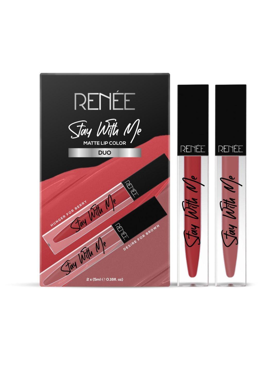 renee stay with me matte lipstick duo 5ml each - desire for brown & hunger for berry