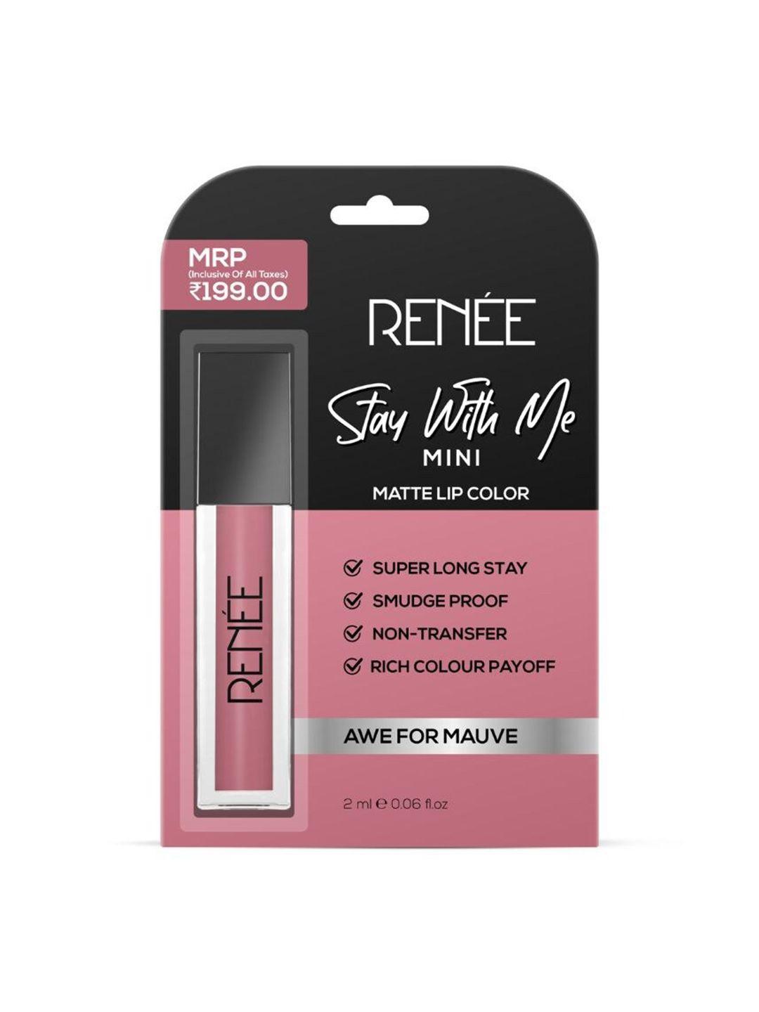 renee stay with me mini matte lipstick 2ml - awe for mauve